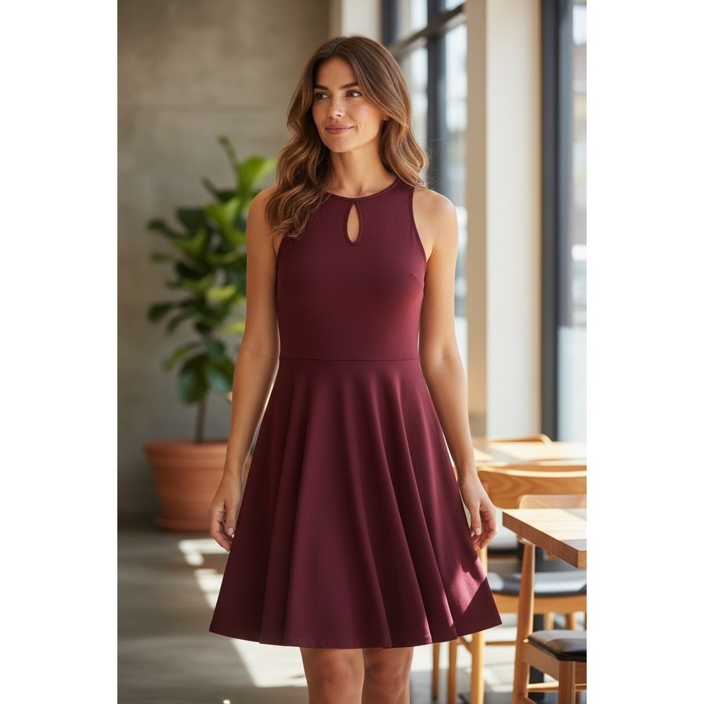 GB XS Burgundy Elegant Burgundy‎ Sleeveless Dress